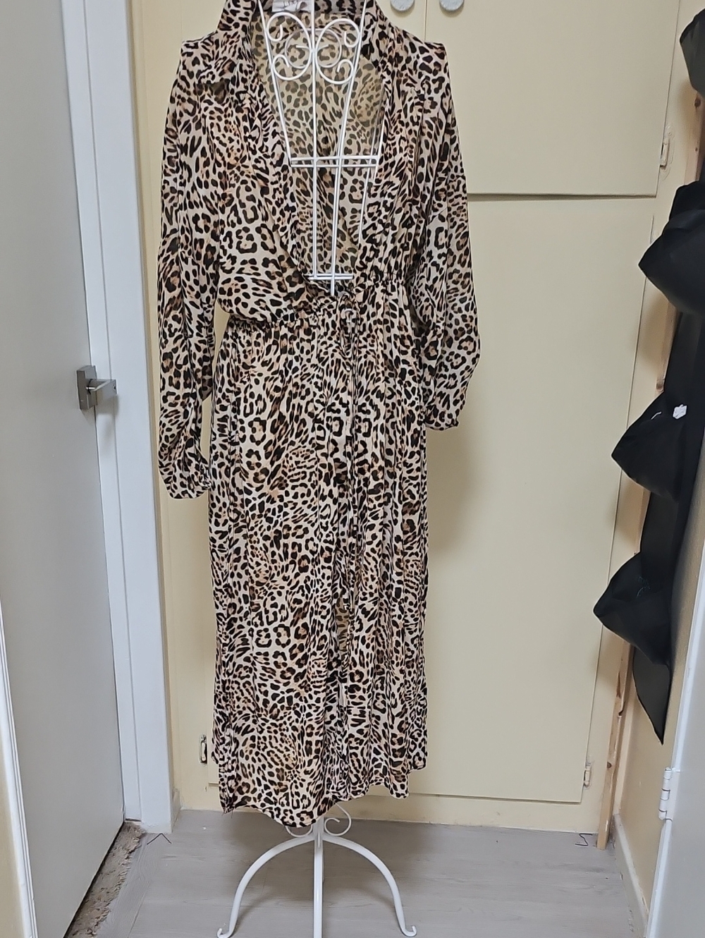 Love Is For Eternity Leopard Print Long Sleeve Kimoto Cover Up Sheer